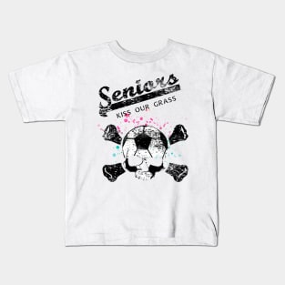 unny Seniors Kiss Our Grass Soccer Goalie Defender Player Gifts Kids T-Shirt